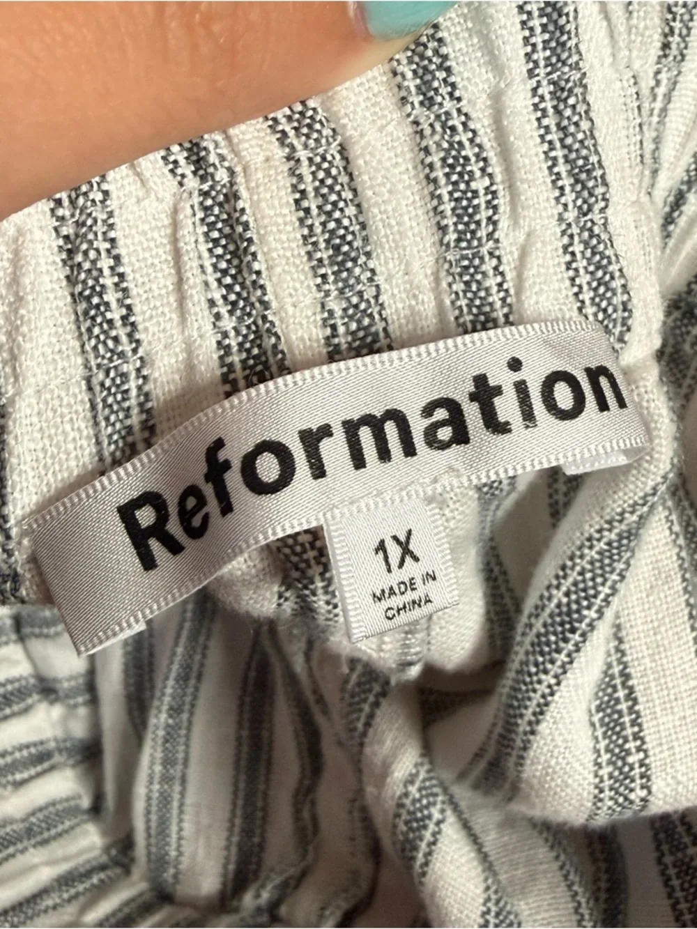 Reformation Fernando Linen Pants Striped Size 1X Plus